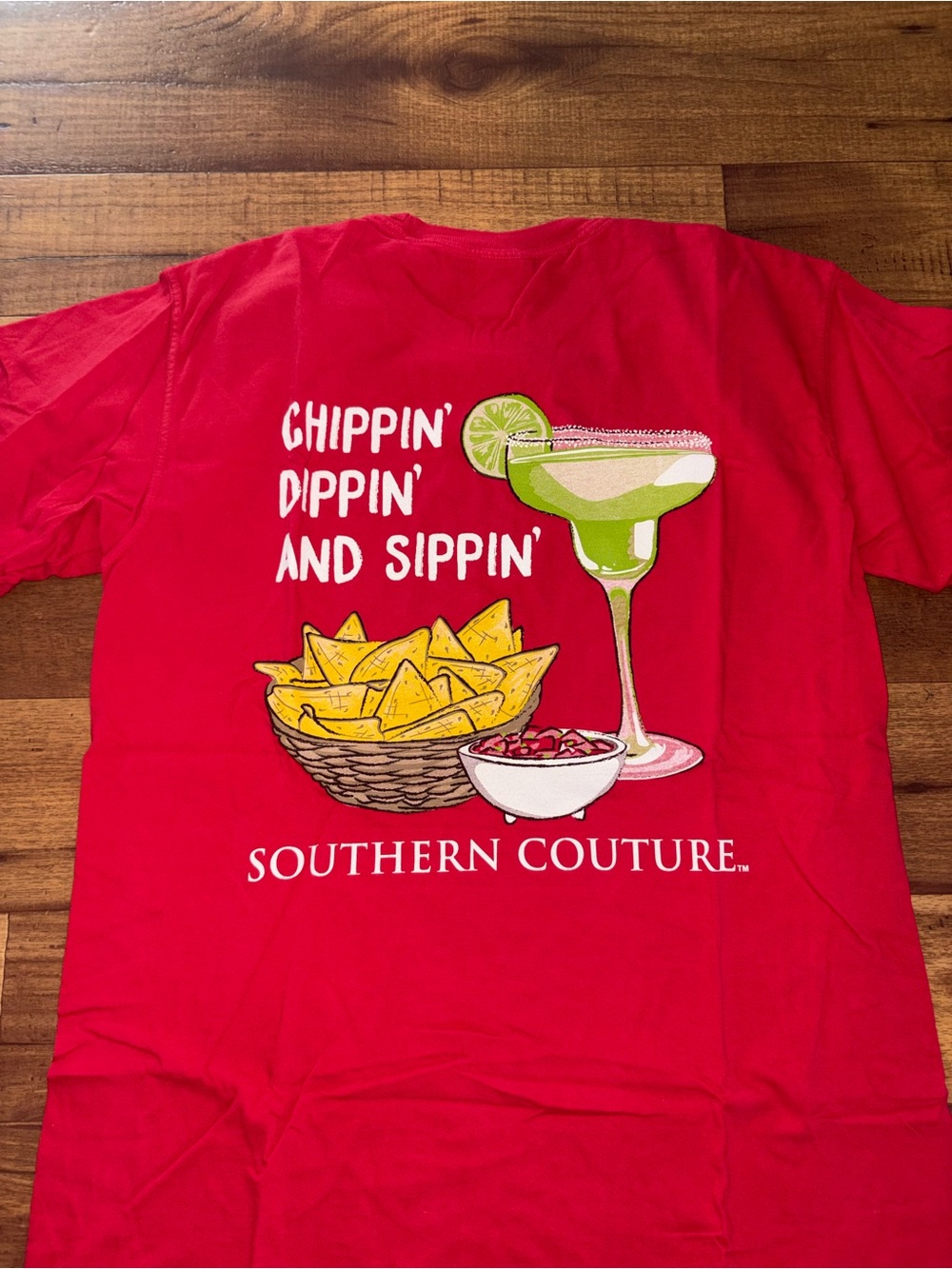 Women’s "Chippin' Dippin' and Sippin'" Red Graphic Tee